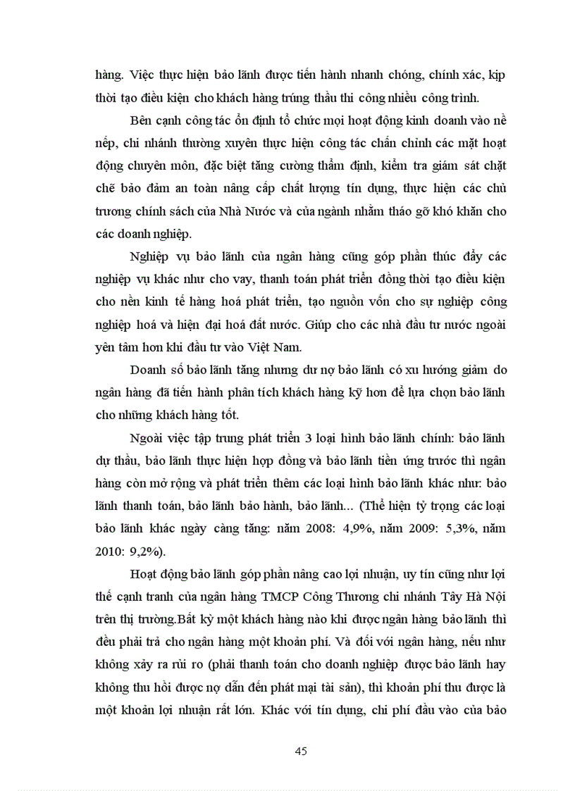 image for page Thực trạng hoạt động bảo lãnh tại ngân hàng tmcp công thương chi nhánh tây hà nội