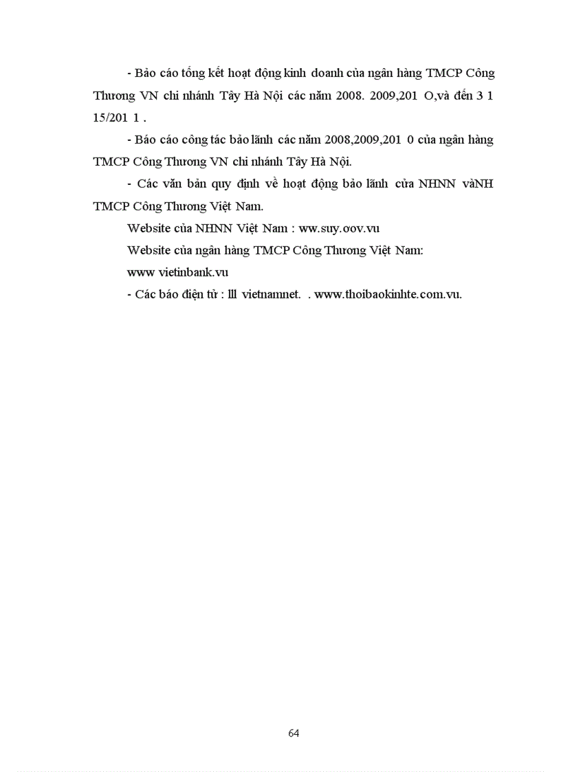 image for page Thực trạng hoạt động bảo lãnh tại ngân hàng tmcp công thương chi nhánh tây hà nội