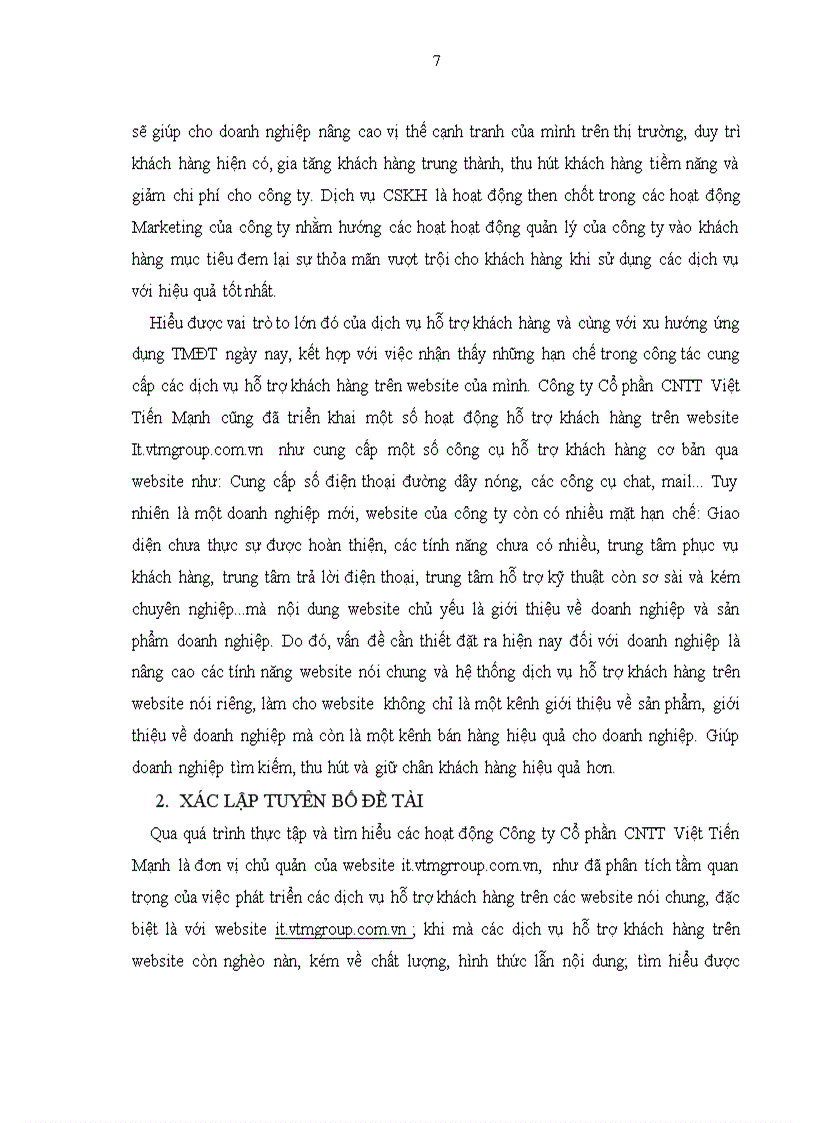 image for page Hoàn thiện hệ thống dịch vụ chăm sóc khách hàng trên website It vtmgroup com vn của Công ty Cổ phần CNTT Việt Tiến Mạnh