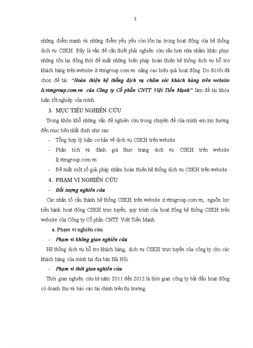 image for page Hoàn thiện hệ thống dịch vụ chăm sóc khách hàng trên website It vtmgroup com vn của Công ty Cổ phần CNTT Việt Tiến Mạnh