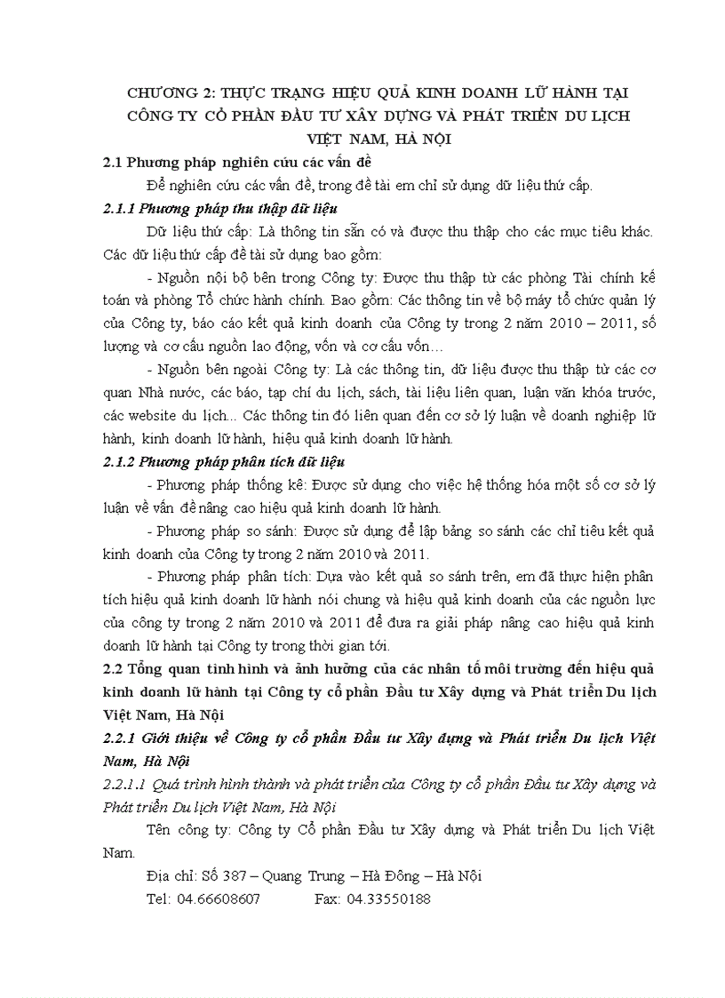 image for page Giải pháp nâng cao hiệu quả kinh doanh lữ hành tại Công ty cổ phần Đầu tư Xây dựng và Phát triển Du lịch Việt Nam Hà Nội 1