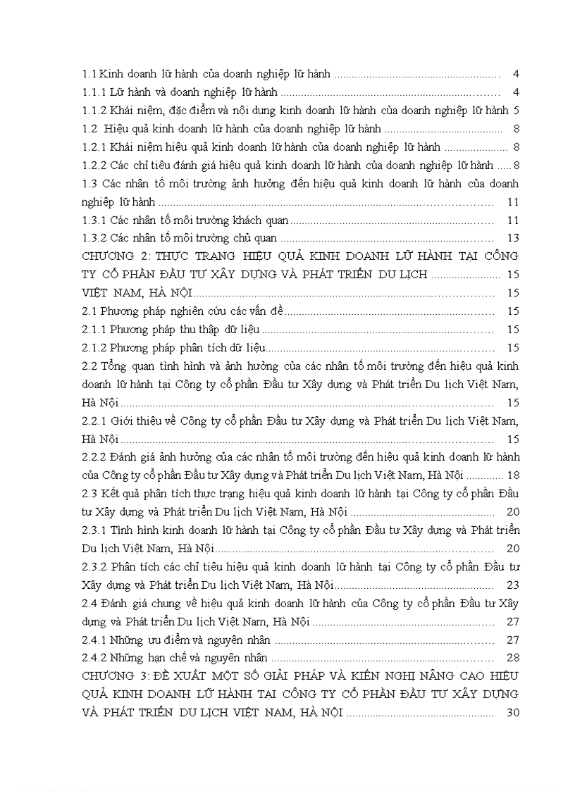 image for page Giải pháp nâng cao hiệu quả kinh doanh lữ hành tại Công ty cổ phần Đầu tư Xây dựng và Phát triển Du lịch Việt Nam Hà Nội 1