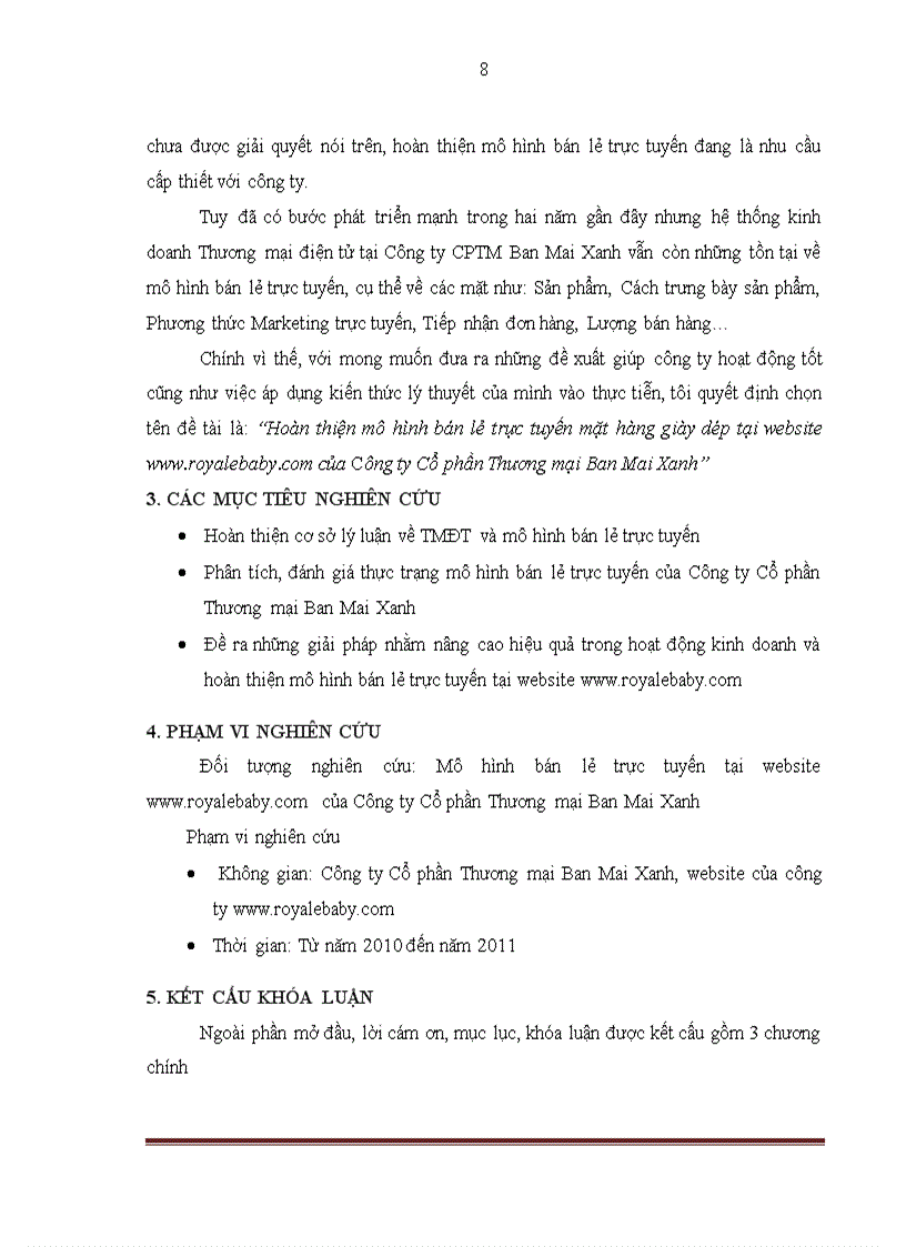 image for page Hoàn thiện mô hình bán lẻ trực tuyến mặt hàng giày dép tại website www royalebaby com của công ty CPTM Ban Mai Xanh