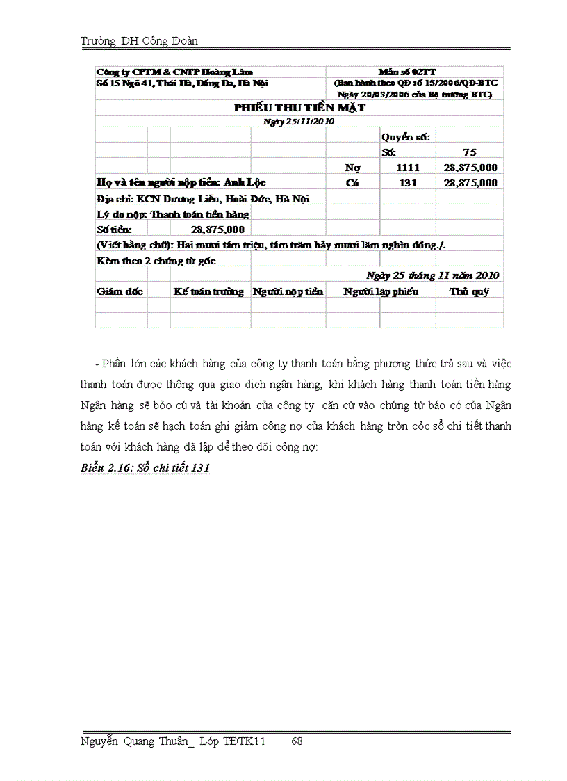 image for page Hoàn thiện kế toán bán hàng và xác định kết quả bán hàng tại Công ty CPTM CNTP Hoàng Lâm