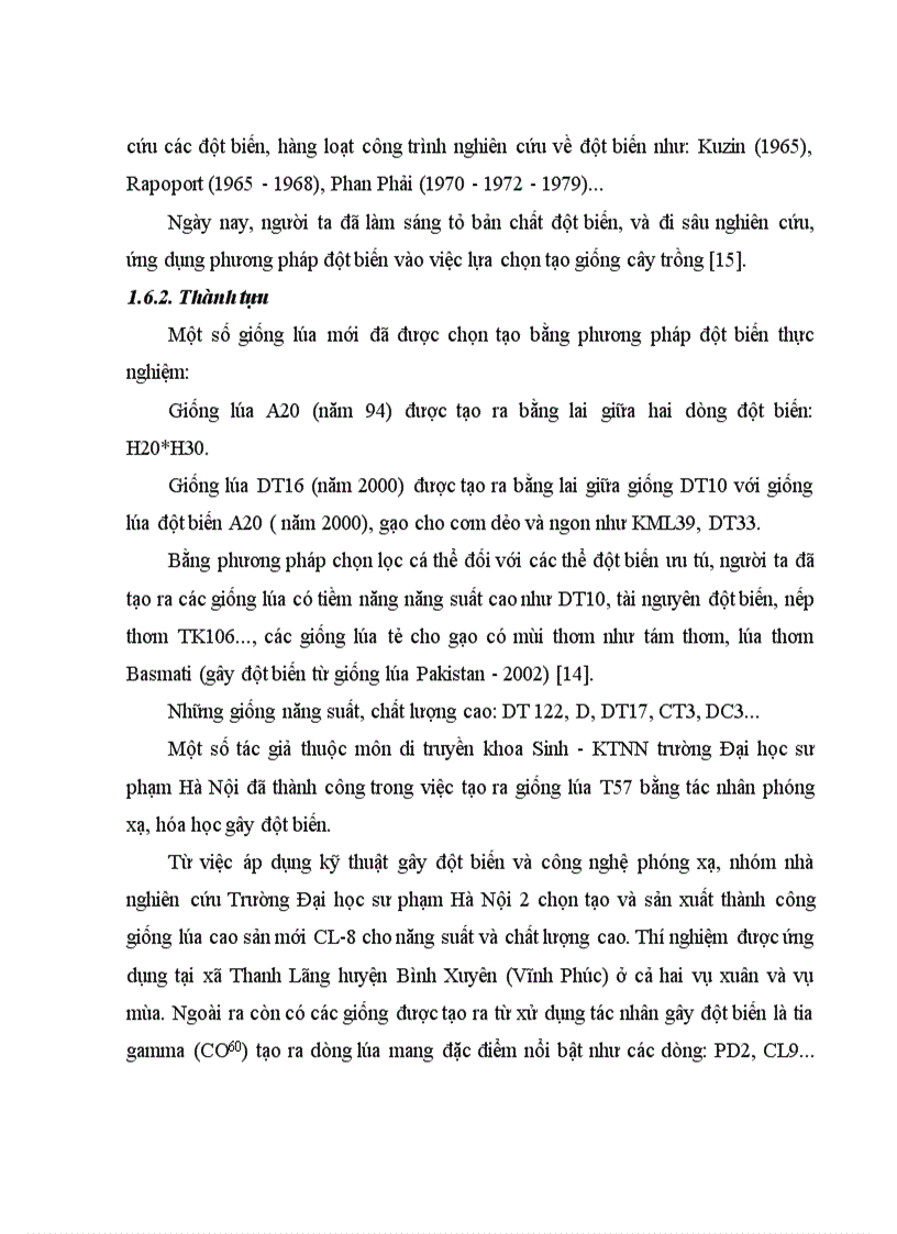 image for page Nghiên cứu đặc điểm nông sinh học và giá trị chọn giống của một số dòng đột biến được tạo ra từ việc xử lý đột biến một số giống lúa đặc sản ở thế hệ thứ 5 1