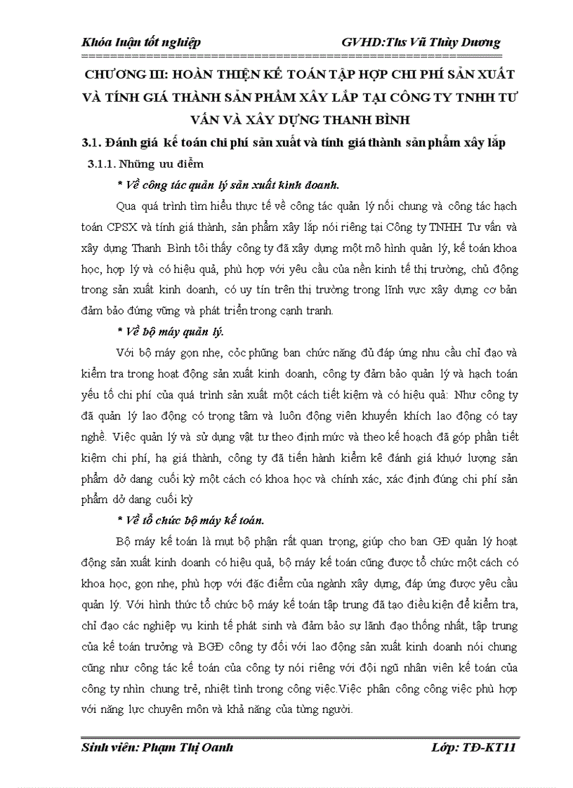 image for page Kế toán tập hợp chi phí sản xuất và tính giá thành sản phẩm xây lắp tại Công ty TNHH Tư vấn và xây dựng Thanh Bình