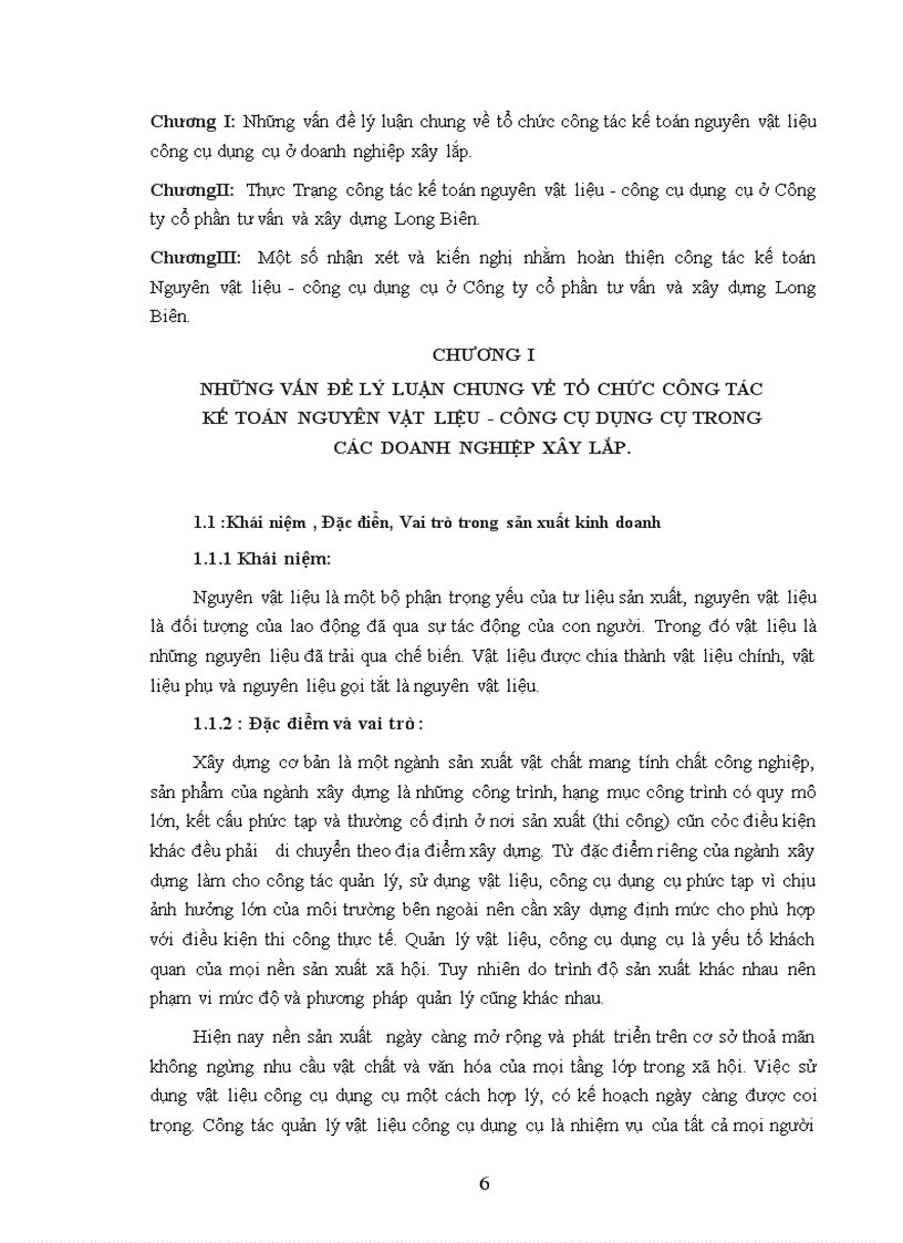 Hoàn thiện công tác kế toán nguyên vật liệu công cụ dụng cụ ở Công ty cổ phần tư vấn và xây dựng Long Biờn