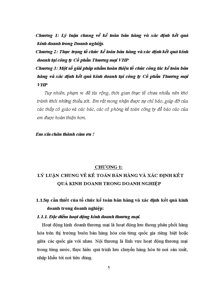 image for page Hoàn thiện công tác kế toán bán hàng và xác định kết quả kinh doanh tại công ty Cổ phần Thương mại VHP