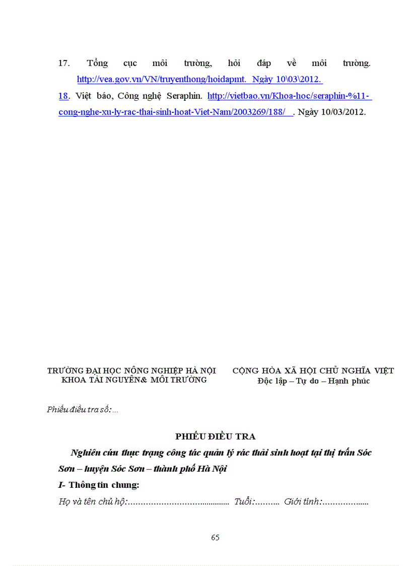 image for page Nghiên cứu thực trạng quản lý rác thải sinh hoạt tại thị trấn Sóc Sơn huyện Sóc Sơn Hà Nội