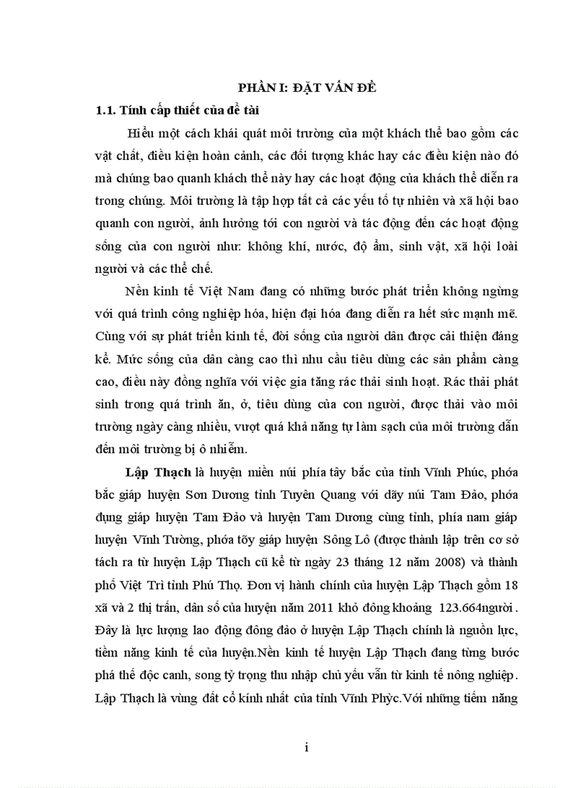 image for page Điều tra đánh giá hiện trạng quản lý rác thải sinh hoạt tại huyện Lập Thạch tỉnh Vĩnh Phúc