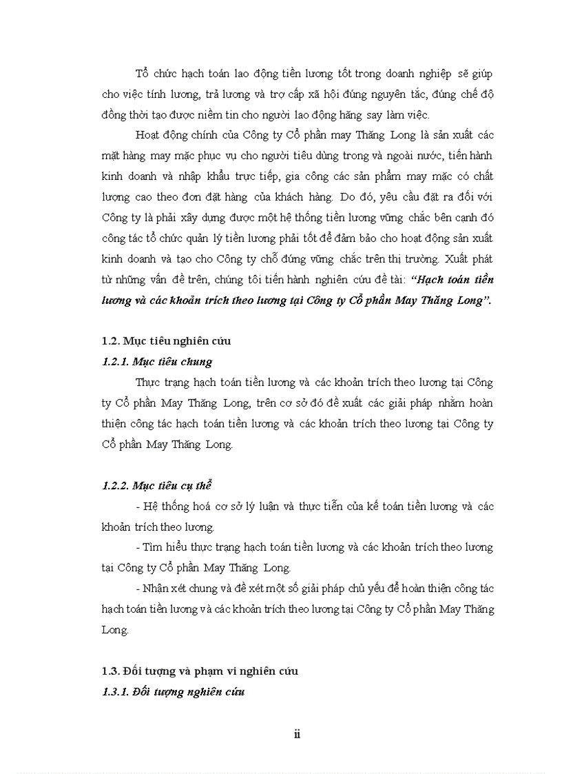 image for page Hạch toán tiền lương và các khoản trích theo lương tại Công ty Cổ phần May Thăng Long