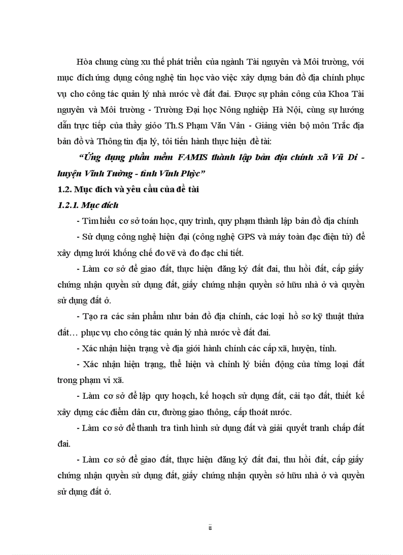 image for page Ứng dụng phần mềm FAMIS thành lập bản địa chính xã Vũ Di huyện Vĩnh Tường tỉnh Vĩnh Phúc