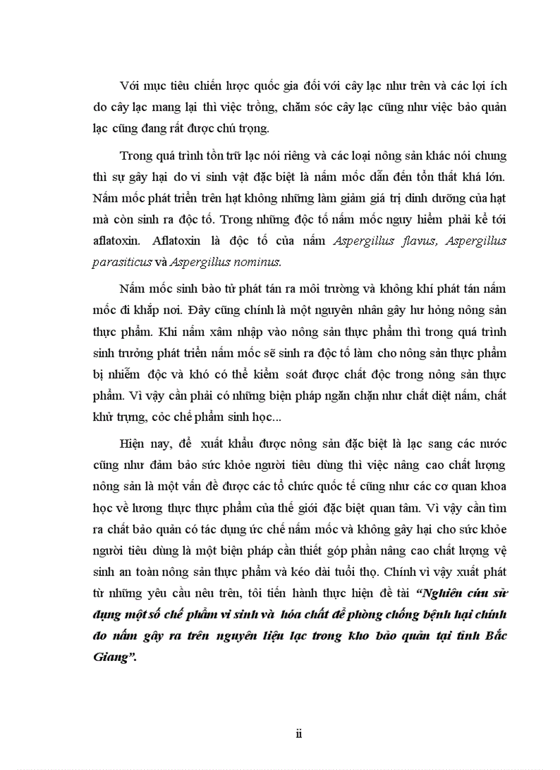 image for page Nghiên cứu sử dụng một số chế phẩm vi sinh và hóa chất để phòng chống bệnh hại chính do nấm gây ra trên nguyên liệu lạc trong kho bảo quản tại tỉnh Bắc Giang