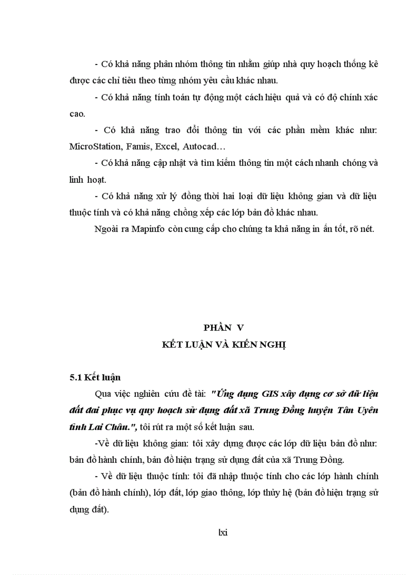 image for page Ứng dụng GIS xây dựng cơ sở dữ liệu đất đai phục vụ quy hoạch sử dụng đất xã Trung Đồng huyện Tân Uyên tỉnh Lai Châu