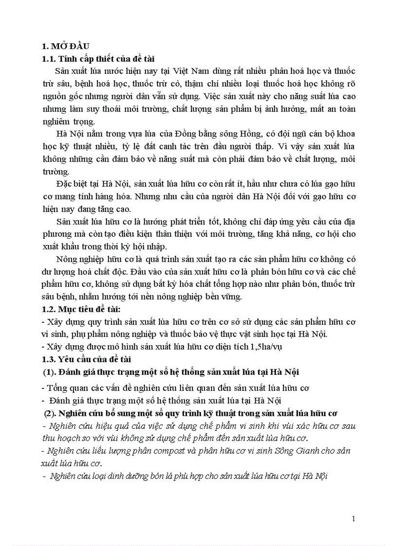 image for page Nghiên cứu sử dụng phân bón hữu cơ vi sinh và thuốc bảo vệ thực vật sinh học cho sản xuất lúa hữu cơ tại Hà Nội 1