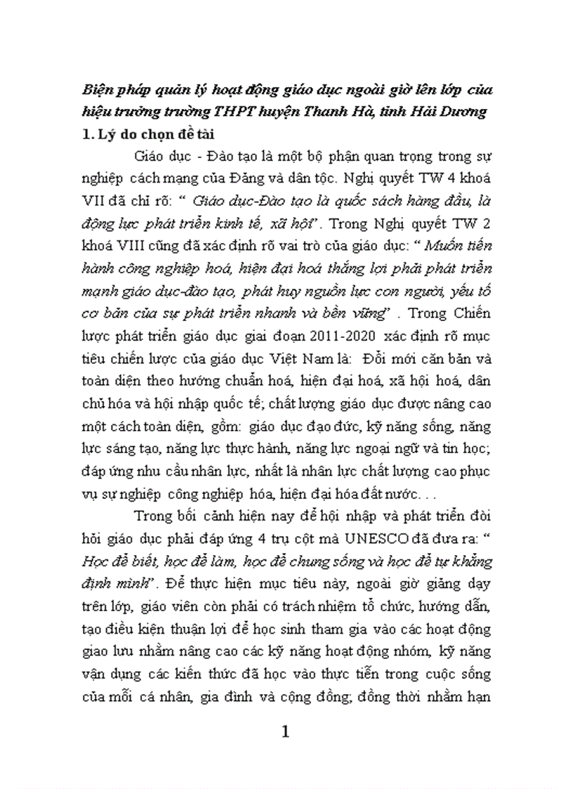 image for page Biện pháp quản lý hoạt động giáo dục ngoài giờ lên lớp của hiệu trưởng trường THPT huyện Thanh Hà tỉnh Hải Dương