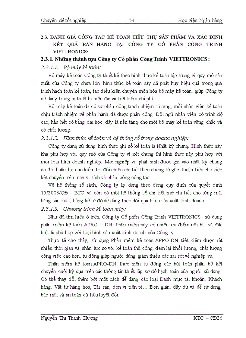 image for page Thực trạng công tác kế toán bán hàng và xác định kết quả bán hàng tại CTCP Công Trình VIETTRONICS