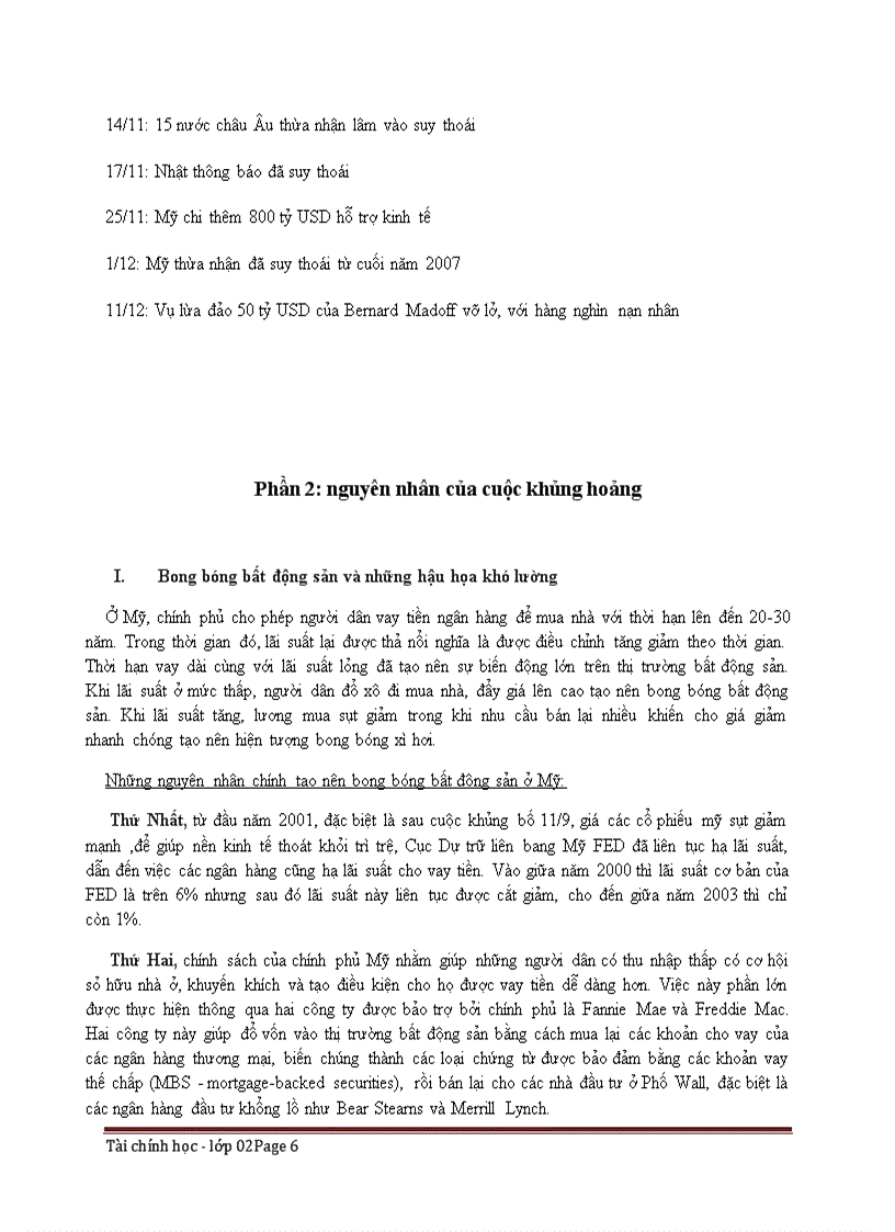 Diễn biến cuộc khủng hoảng tài chính 2007 2008 và bài học cho VN