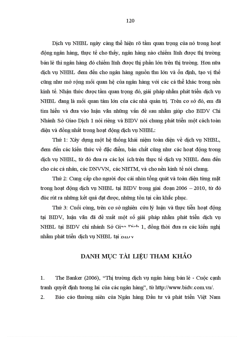 image for page Giải pháp phát triển dịch vụ ngân hàng bán lẻ tại Ngân hàng đầu tư và phát triển Việt Nam Chi nhánh Sở Giao Dịch 1