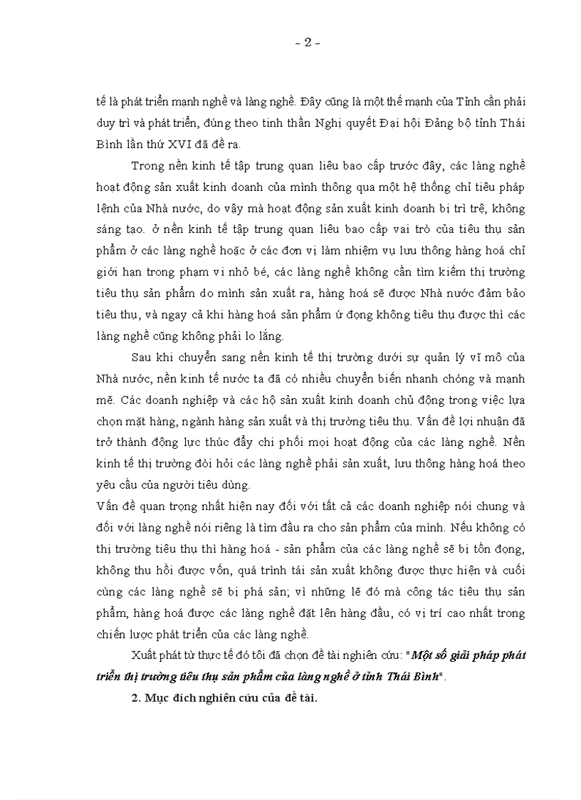 Một số giải pháp phát triển thị trường tiêu thụ sản phẩm của làng nghề ở tỉnh Thái Bình 1