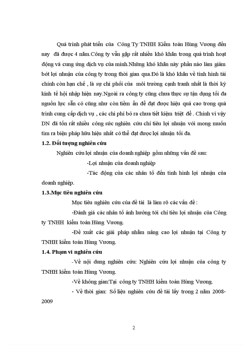 Giải pháp nhằm nâng cao lợi nhuận tại Công ty TNHH kiểm toán Hùng Vương 1