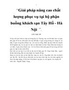 Giải pháp nâng cao chất lượng phục vụ tại bộ phận buồng khách sạn Tây Hồ Hà Nội 6