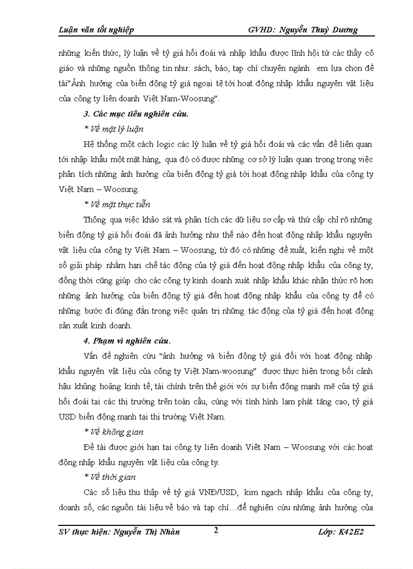 Ảnh hưởng của biến động tỷ giá ngoại tệ tới hoạt động nhập khẩu nguyên vật liệu của công ty liên doanh Việt Nam Woosung