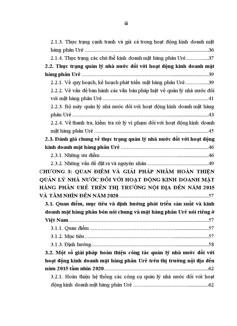 Một số giải pháp hoàn thiện công tác quản lý nhà nước đối với hoạt động kinh doanh mặt hàng phân Urê trên thị trường nội địa đến năm 2015 tầm nhìn 2020