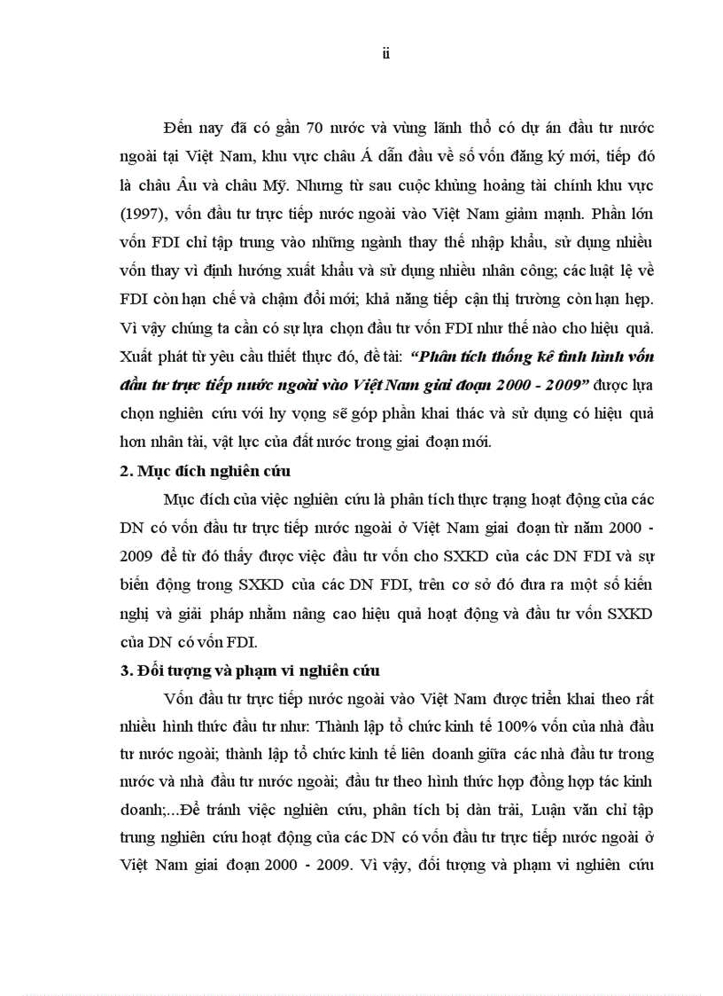 image for page Phân tích thống kê tình hình vốn đầu tư trực tiếp nước ngoài vào Việt Nam giai đoạn 2000 2009
