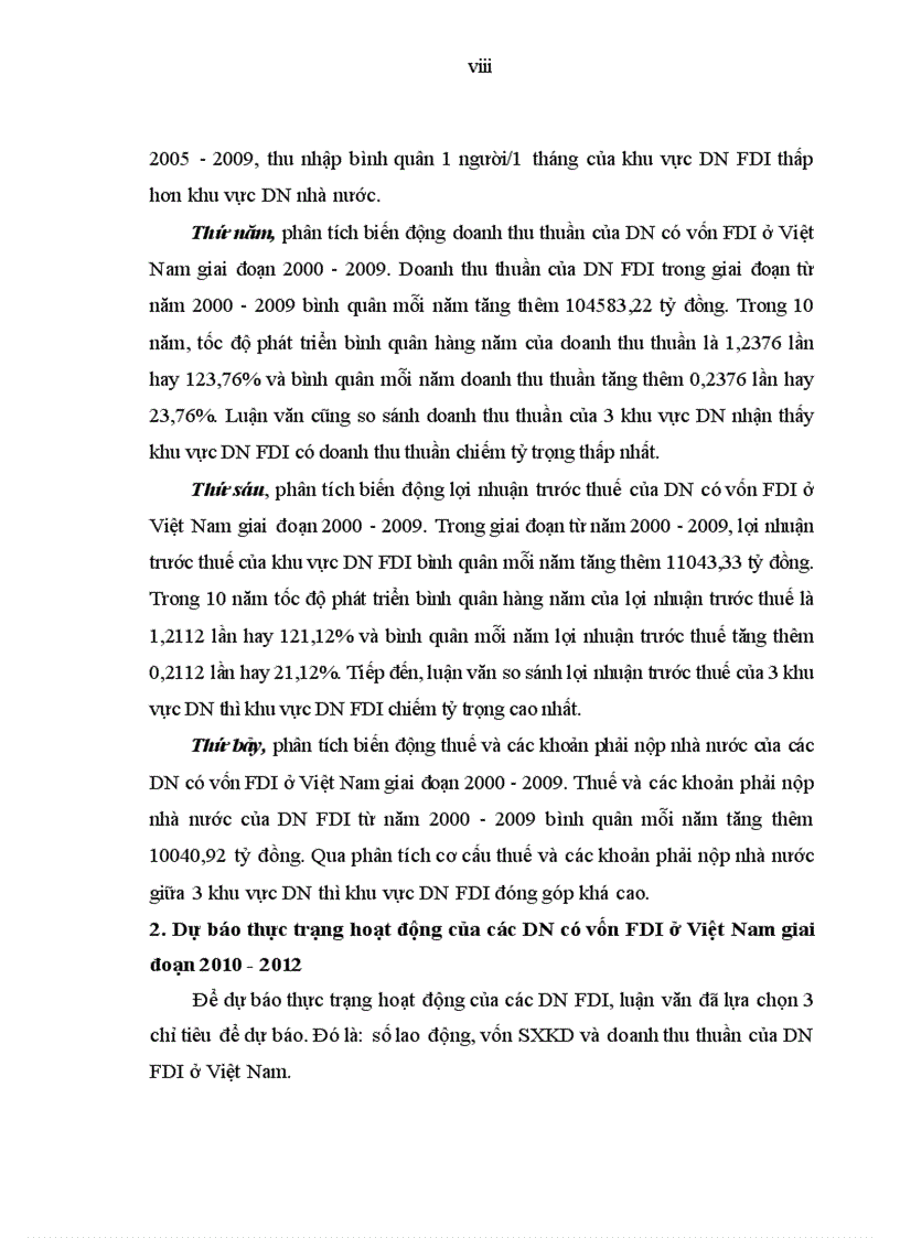 image for page Phân tích thống kê tình hình vốn đầu tư trực tiếp nước ngoài vào Việt Nam giai đoạn 2000 2009