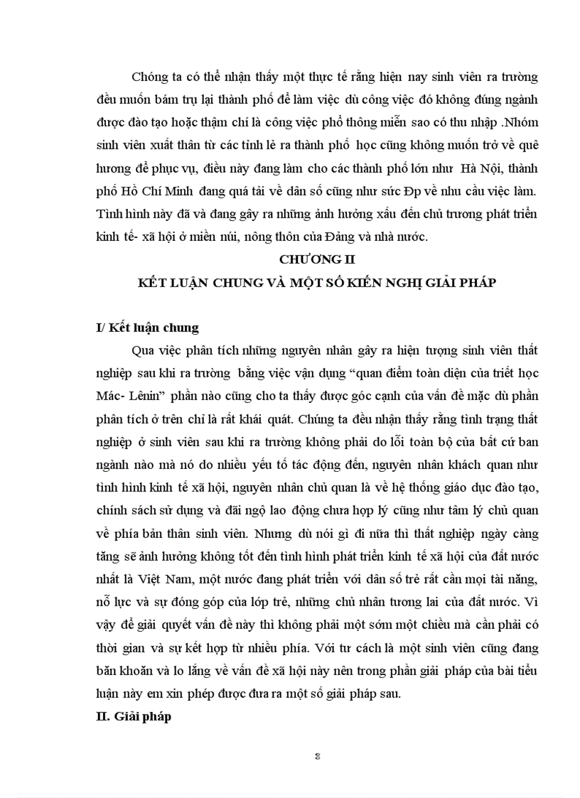 image for page Vận dụng quan điểm toàn diện của triết học Mác Lê Nin để giải thích nguyên nhân của vấn đề thất nghiệp của sinh viên sau khi ra trường