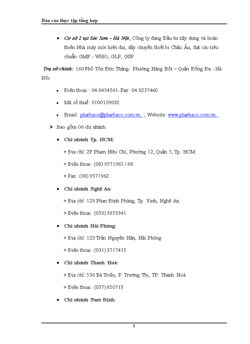 Báo cáo thực tập tổng hợp Kết quả hoạt động kinh doanh của công ty cổ phần Dược phẩm TƯ 1 giai đoạn 2007 2010