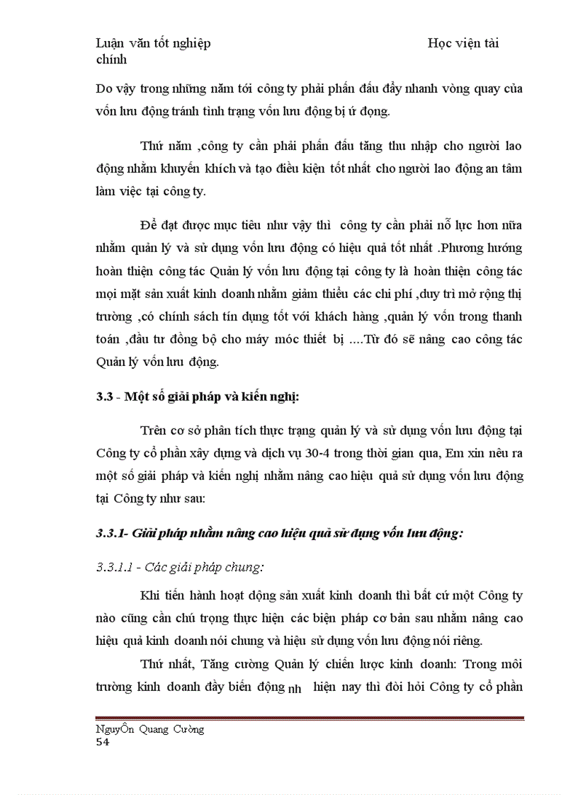 image for page Một số giải pháp nhằm nâng cao hiệu quả sử dụng vốn lưu động tại Công ty cổ phần xây dựng và thương mại 30 4 1