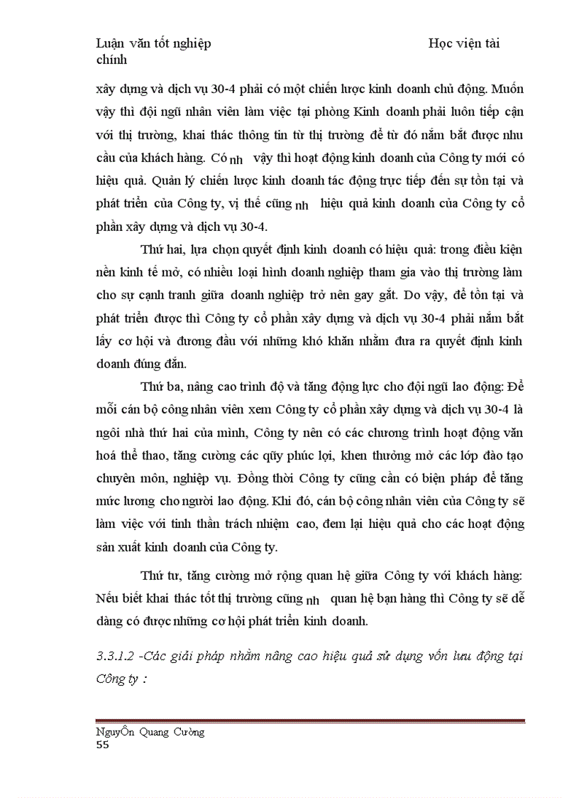 image for page Một số giải pháp nhằm nâng cao hiệu quả sử dụng vốn lưu động tại Công ty cổ phần xây dựng và thương mại 30 4 1