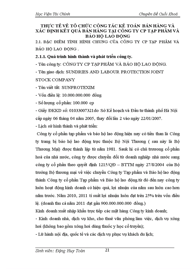 image for page Tổ chức công tác kế toán bán hàng và xác định kết quả bán hàng tại Công ty Cổ Phần Tạp Phẩm và Bảo Hộ Lao Động 5