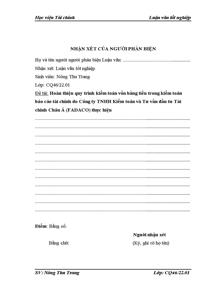 image for page Hoàn thiện quy trình kiểm toán vốn bằng tiền trong kiểm toán Báo cáo tài chính do Công ty TNHH Kiểm toán và Tư vấn đầu tư Tài chính Châu Á FADACO thực hiện 3