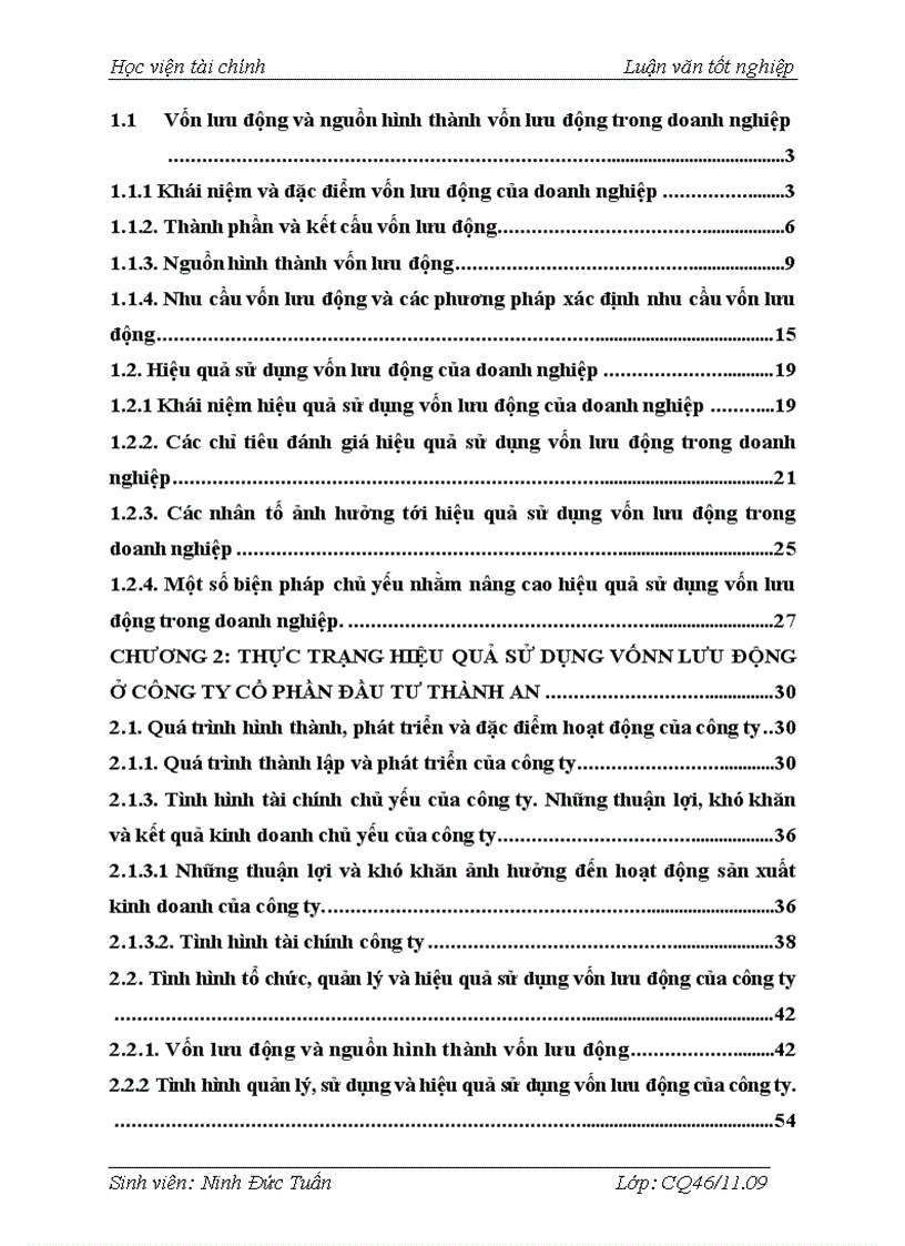 image for page Thực trạng quản lý sử dụng vốn lưu động và một số biện pháp góp phần nâng cao hiệu quả sử dụng vốn lưu động tại công ty cổ phần đầu tư THÀNH AN 1
