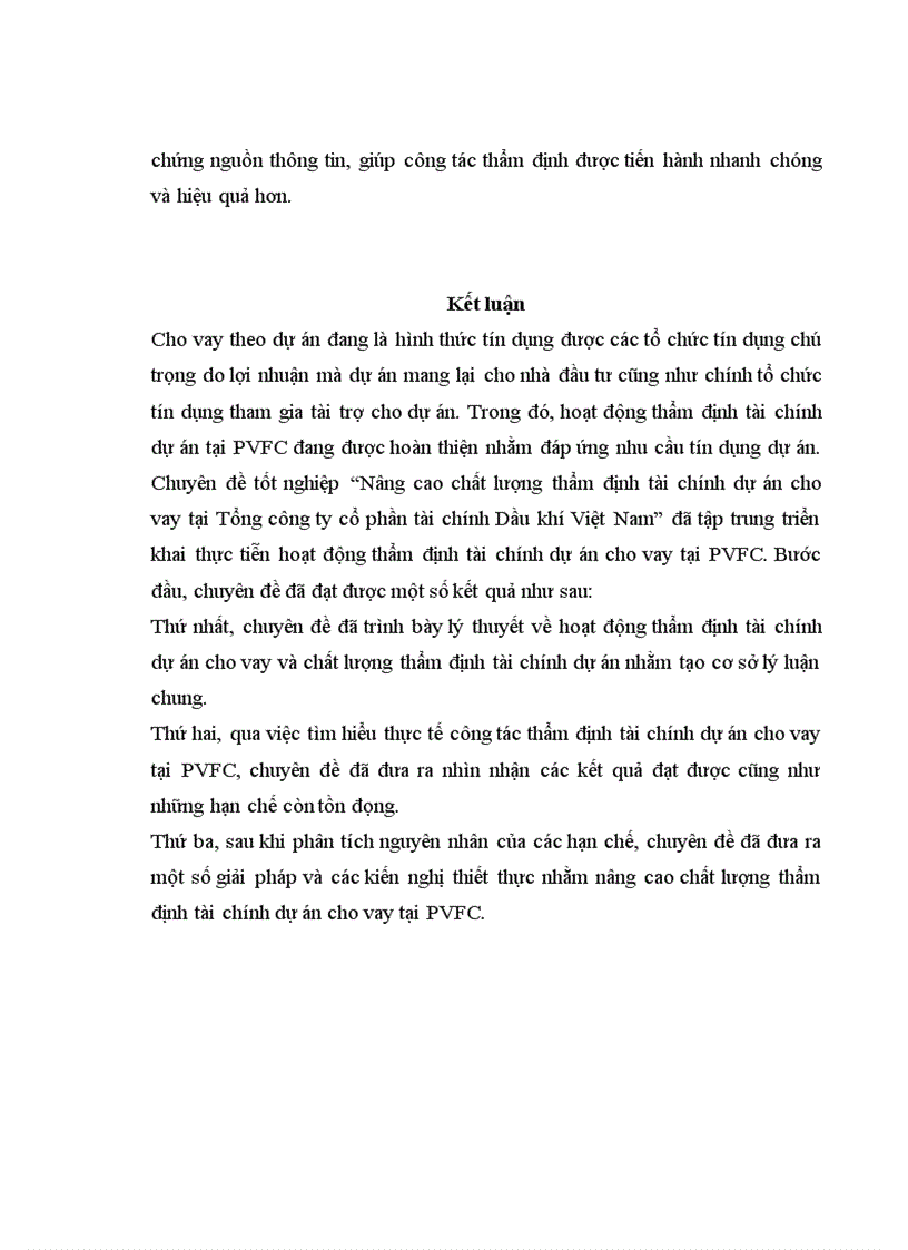 image for page Giải pháp nâng cao chất lượng thẩm định tài chính dự án cho vay tại Tổng công ty tài chính cổ phần Dầu khí Việt Nam