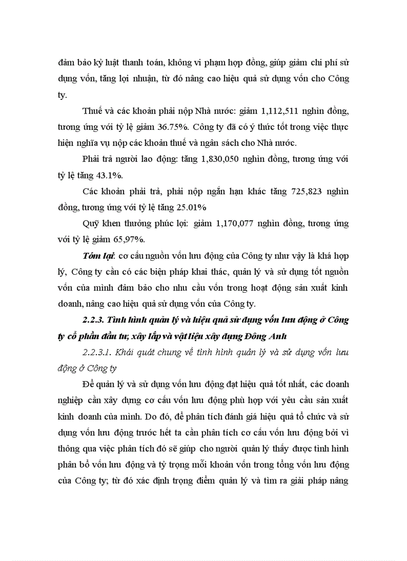 image for page Vốn lưu động và một số giái pháp chủ yếu nhằm nâng cao hiệu quả sử dụng vốn lưu động tại Công ty Cổ phần đầu tư xây lắp và vật liệu xây dựng Đông Anh 3