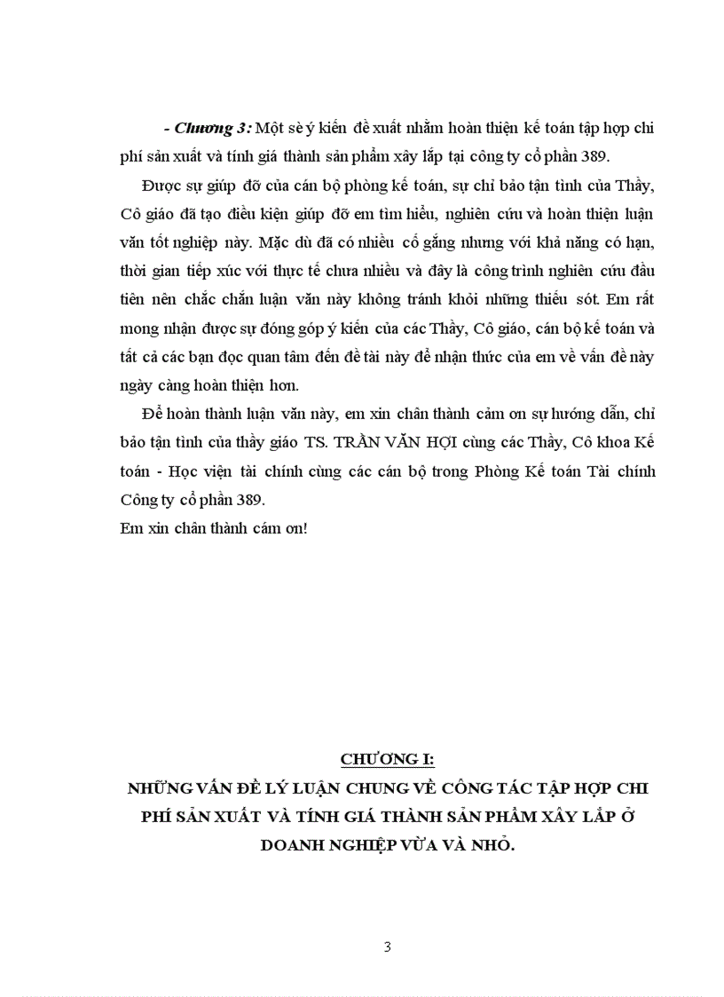 Tổ chức công tác kế toán tập hợp chi phí và tính giá thành sản phẩm xây lắp tại công ty cổ phần 389 3
