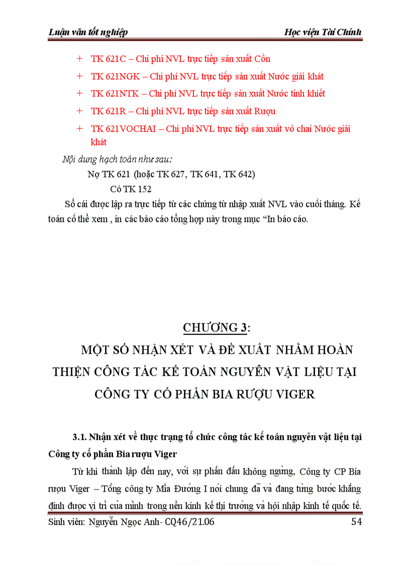 image for page Kế toán nguyên vật liệu tại Công ty cổ phần Bia rượu Viger