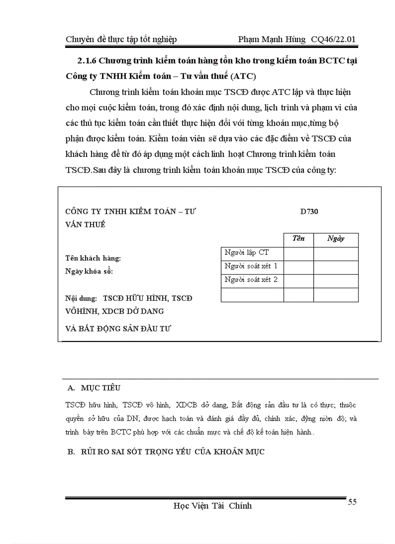 image for page Hoàn thiện kiểm toán khoản mục TSCĐ trong kiểm toán báo cáo tài chính do công ty TNHH Kiểm toán và Tư vấn thuế ATC thực hiện 3