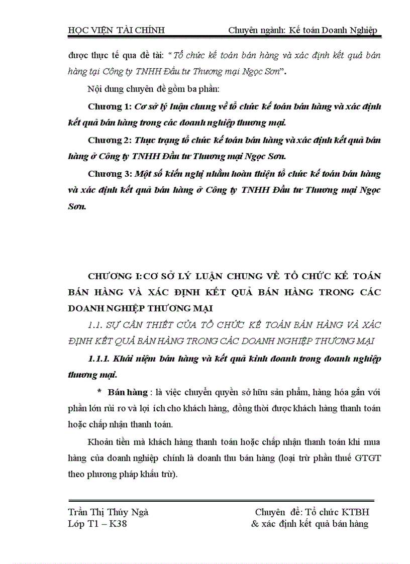 image for page Tổ chức kế toán bán hàng và xác định kết quả bán hàng tại Công ty TNHH Đầu tư Thương mại Ngọc Sơn 3