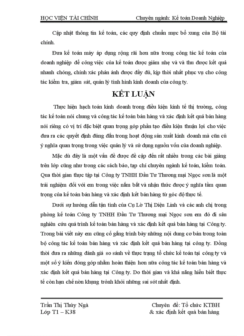 image for page Tổ chức kế toán bán hàng và xác định kết quả bán hàng tại Công ty TNHH Đầu tư Thương mại Ngọc Sơn 3