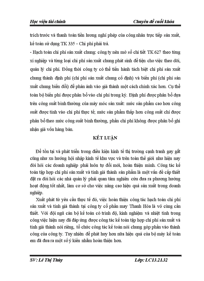 image for page Tổ chức công tác kế toán tập hợp chi phí sản xuất và tính giá thành sản phẩm tại công ty cổ phần may Thanh Hóa 3
