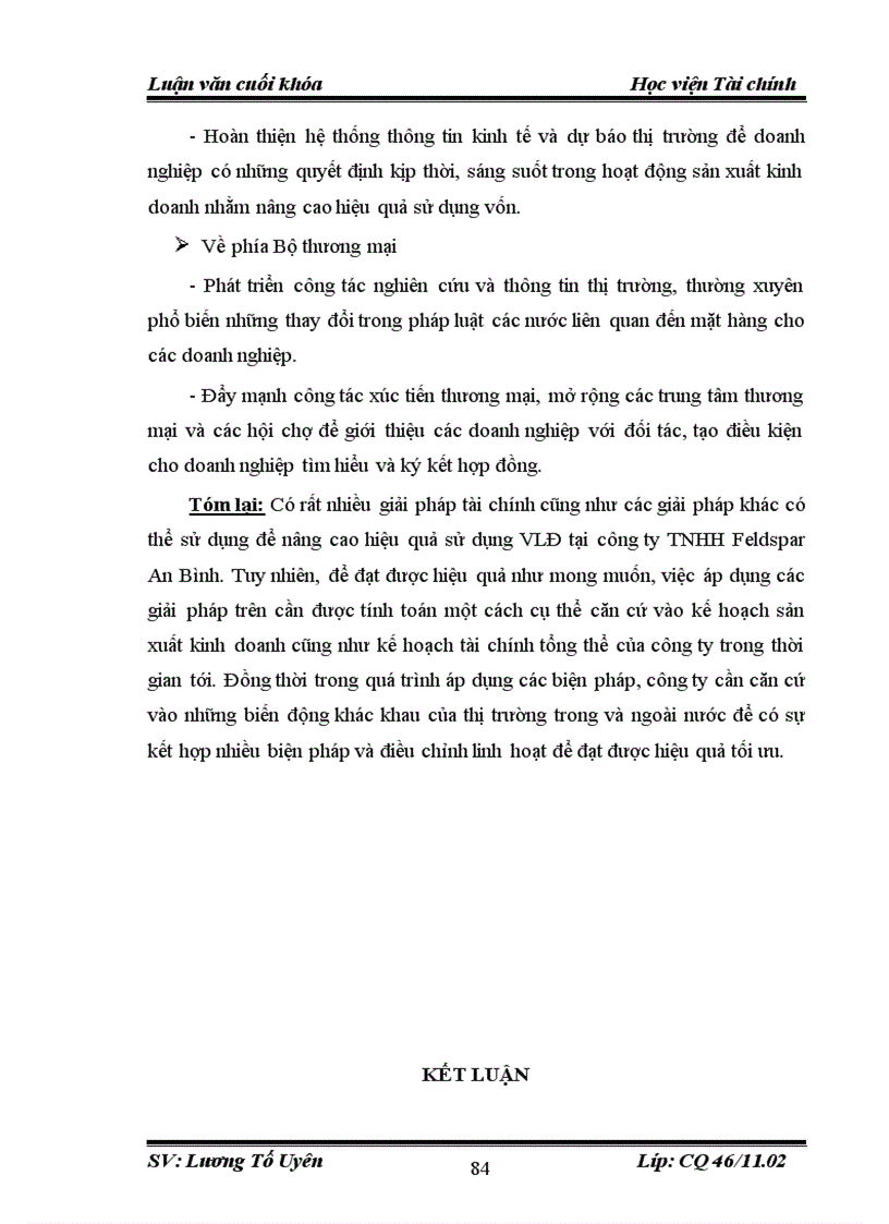 image for page Một số giải pháp nhằm nâng cao hiệu quả sử dụng vốn lưu động tại công ty TNHH Feldspar An Bình 1