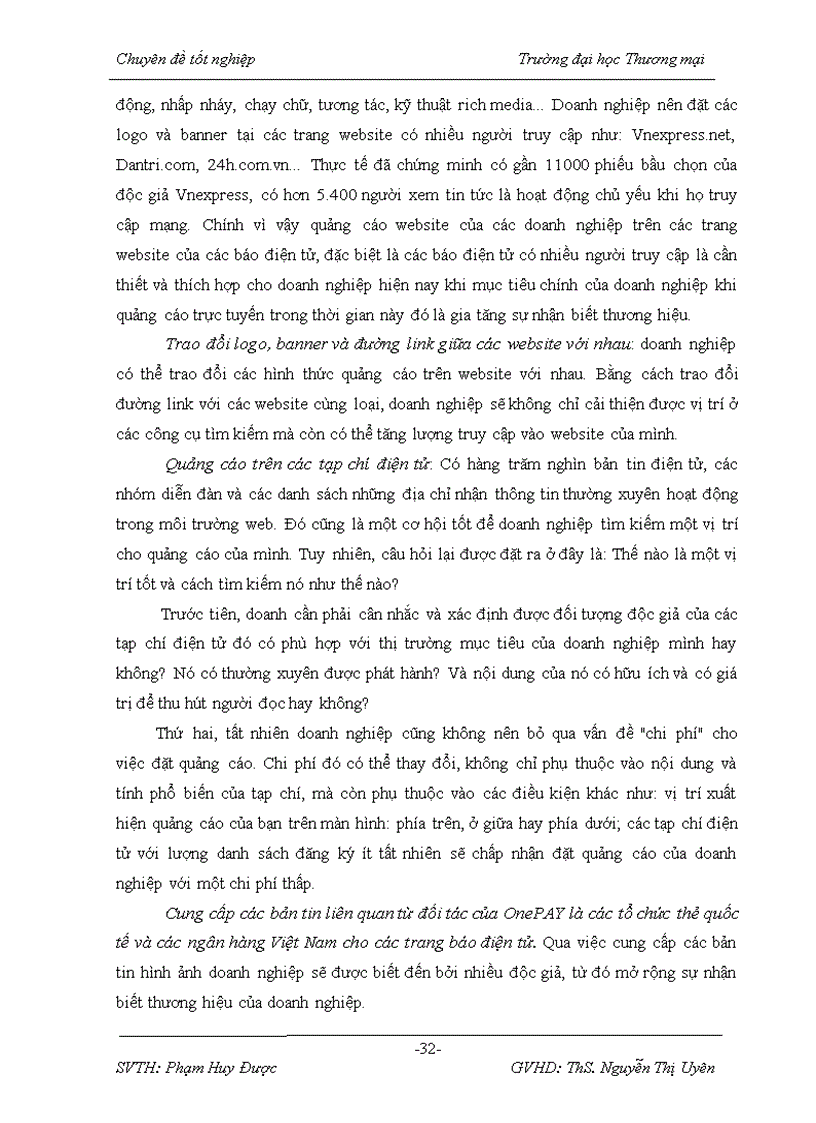image for page Giải pháp tăng cường hiệu lực chương trình quảng cáo trực tuyến của công ty cổ phần OnePAY