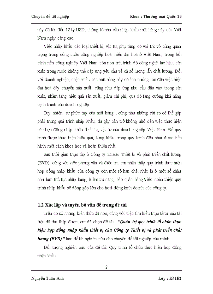 image for page Quản trị quy trình tổ chức thực hiện hợp đồng nhập khẩu thiết bị của Công ty Thiết bị và phát triển chất lượng EVD 6