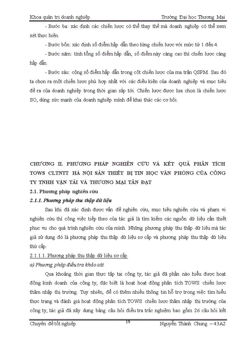 image for page Phân tích TOWS chiến lược thâm nhập thị trường Hà Nội sản phẩm thiết bị tin học văn phòng của công ty TNHH vận tải và thương mại Tân Đạt