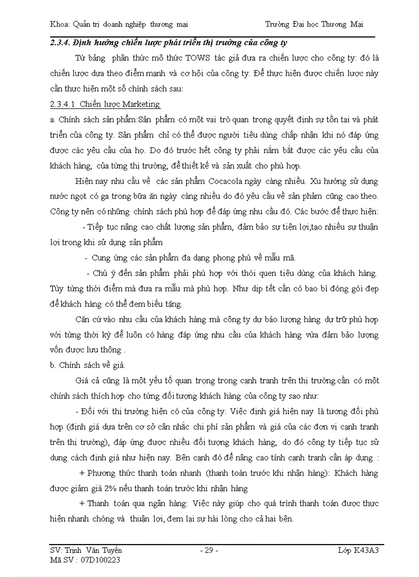 image for page Phân tích TOWS chiến lược phát triển thị trường của Công ty T P